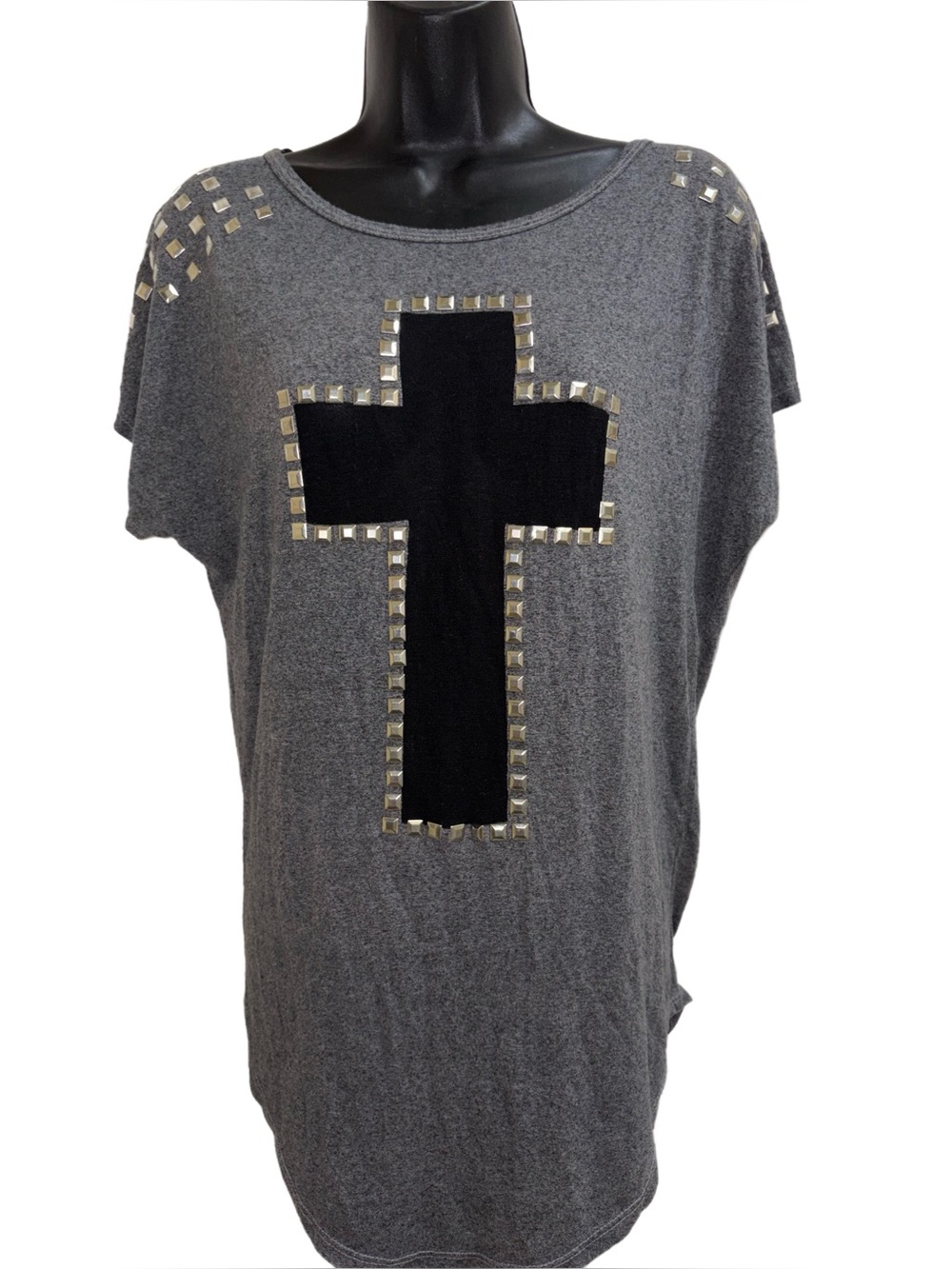 Vocal Studded Cross-Front Gray Women's Top❤️LIKE NEW❤️